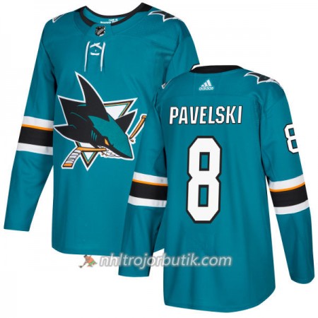 Män Ishockey San Jose Sharks Tröja Joe Pavelski 8 Adidas 2017-2018 Teal Authentic
